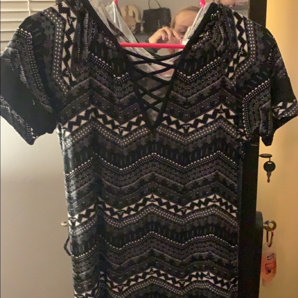 Great condition black and white patterned hoodie dress